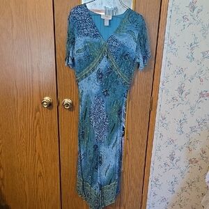 Elegant Blue and Green Women's Dress